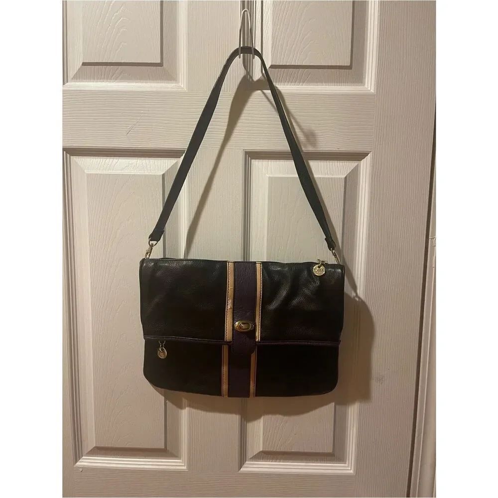 Maxx New York Purple & beige Trim shoulder bag with gold tone hardwares.